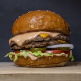 Burger at Yaks on the 5 road trip food stop Dunsmuir CA Burger at Yaks on the 5 road trip food stop Dunsmuir CA